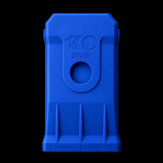 Blue reusable silicone paint brush cover for keeping paint brushes fresh between coats